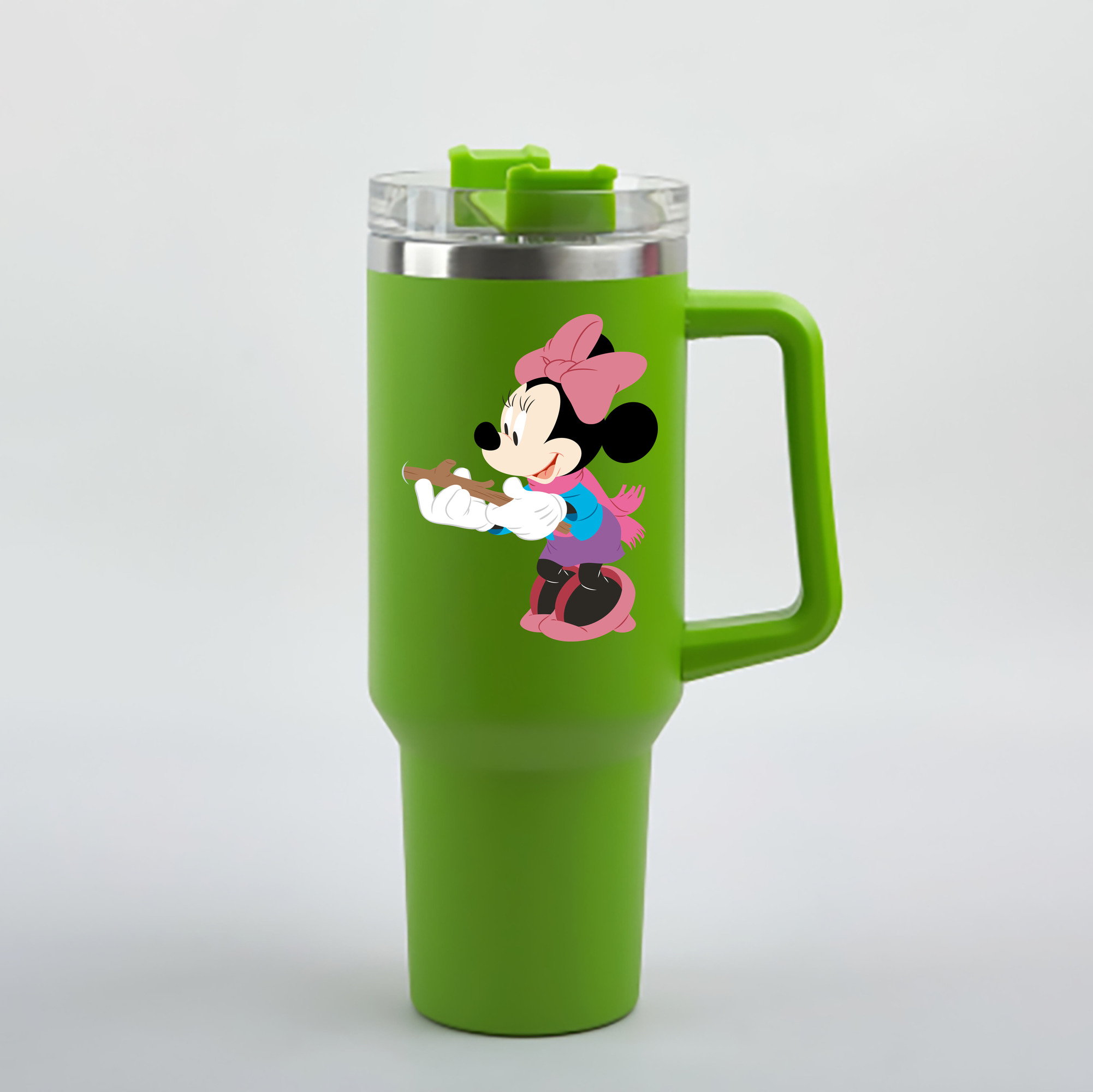 （画像用） ミッキーマウス Mickey Mouse 1200mL車用タンブラー - クリスタルステッカー（プラスチックストロー付き）